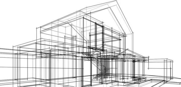 Minimale Geometrische Architectuur Van Gebouwen — Stockvector