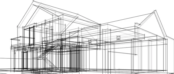 Minimal Arsitektur Geometris Desain Bangunan - Stok Vektor