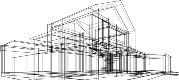 最小限の幾何学的建築設計 — ストックベクタ