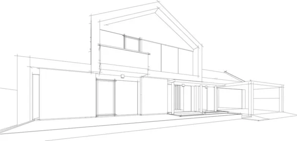 Projeto Geométrico Mínimo Edifício Arquitetônico — Vetor de Stock