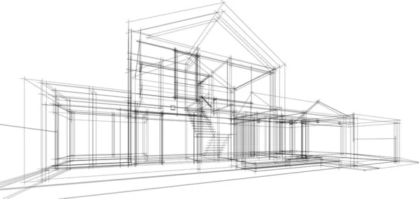 Projeto Geométrico Mínimo Edifício Arquitetônico — Vetor de Stock