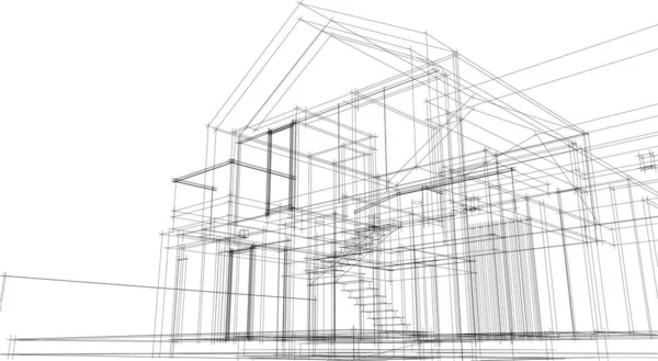 Projeto Geométrico Mínimo Edifício Arquitetônico — Vetor de Stock