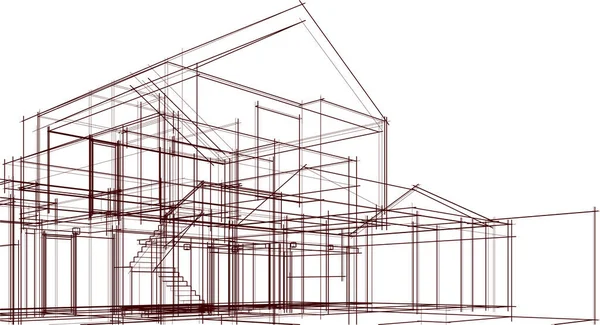 Projeto Geométrico Mínimo Edifício Arquitetônico — Vetor de Stock