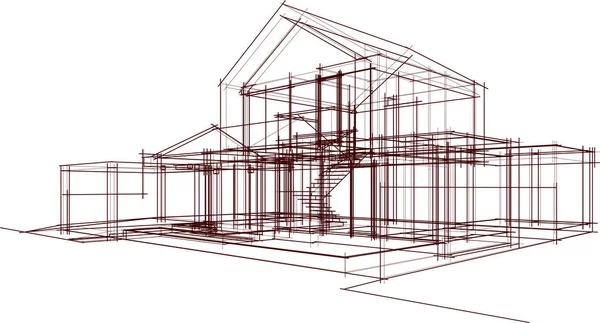 Progettazione Architettonica Geometrica Minima Dell Edificio — Vettoriale Stock