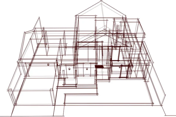 Минимальное Геометрическое Архитектурное Проектирование Здания — стоковый вектор