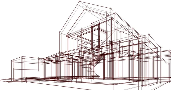 Minimal Geometrisk Arkitektonisk Byggnadskonstruktion — Stock vektor