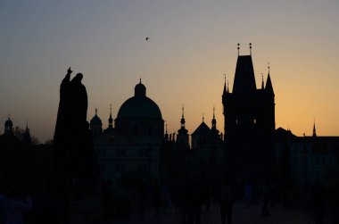 Eski Prag ve Çek Cumhuriyeti 'nin güzel şehir manzarası
