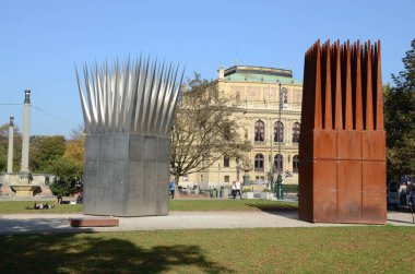 Eski Prag ve Çek Cumhuriyeti 'nin güzel şehir manzarası