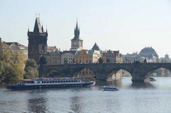 Vista Praga Con Río Edificios República Checa — Foto de Stock