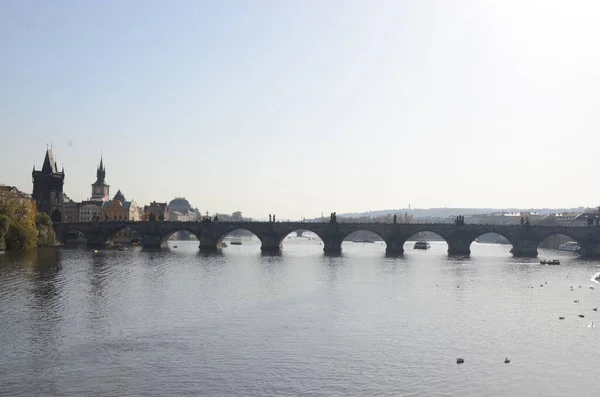 Vista Praga Con Río Edificios República Checa — Foto de Stock