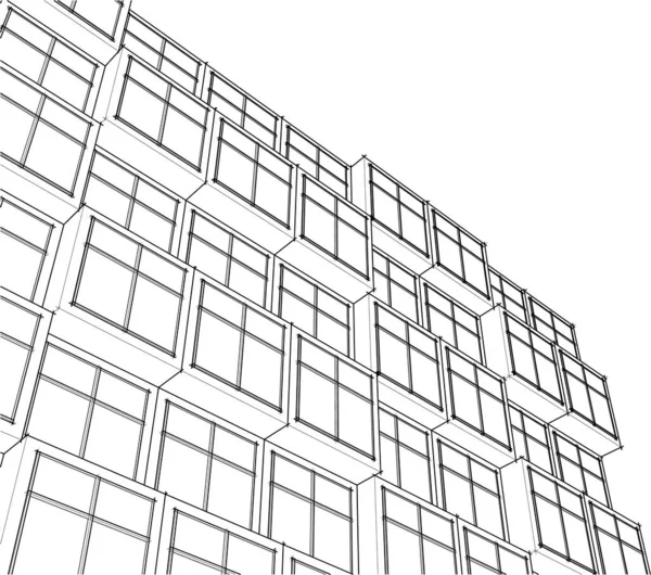 Projeto Geométrico Mínimo Edifício Arquitetônico —  Vetores de Stock