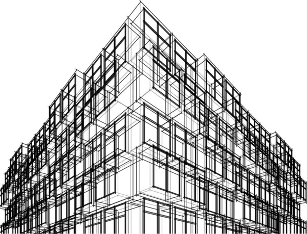 Progettazione Architettonica Geometrica Minima Dell Edificio — Vettoriale Stock