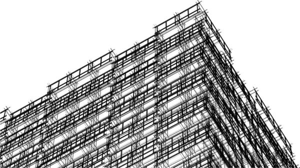 Diseño Geométrico Mínimo Del Edificio Arquitectónico — Vector de stock