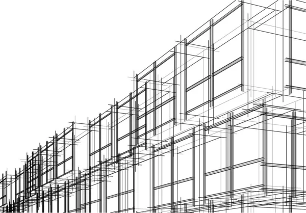 Minimal Geometrisk Arkitektonisk Byggnadskonstruktion — Stock vektor