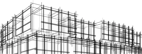 Minimale Geometrische Architectuur Van Gebouwen — Stockvector