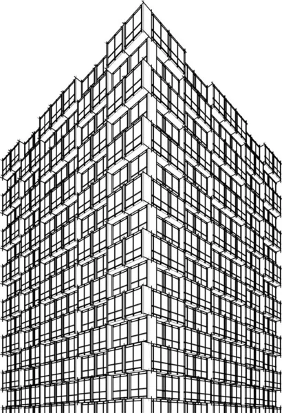 Minimalny Geometryczny Projekt Budynku Architektonicznego — Wektor stockowy