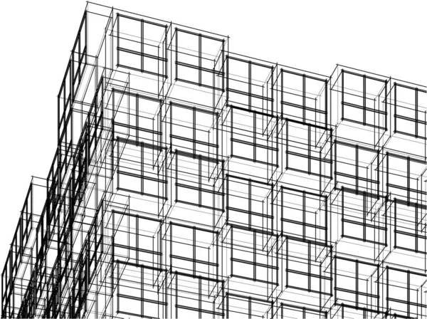 Progettazione Architettonica Geometrica Minima Dell Edificio — Vettoriale Stock