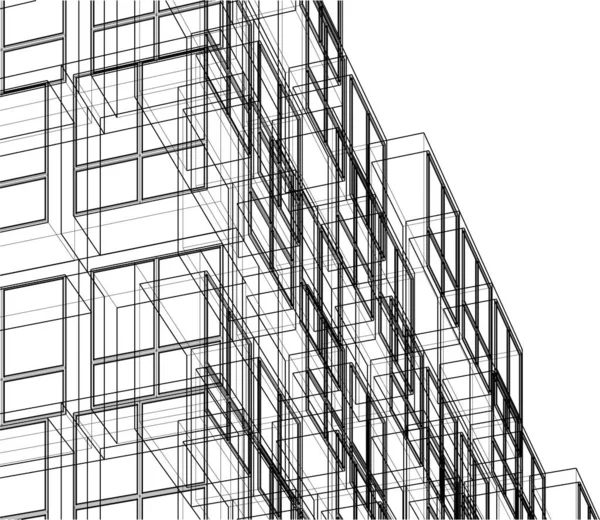 Projeto Geométrico Mínimo Edifício Arquitetônico — Vetor de Stock