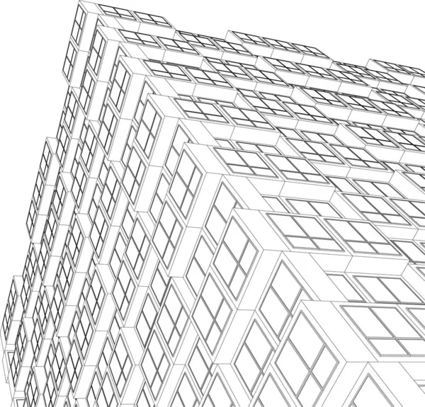 Minimalny Geometryczny Projekt Budynku Architektonicznego — Wektor stockowy