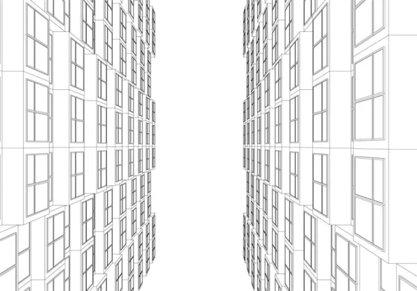 Minimalny Geometryczny Projekt Budynku Architektonicznego — Wektor stockowy