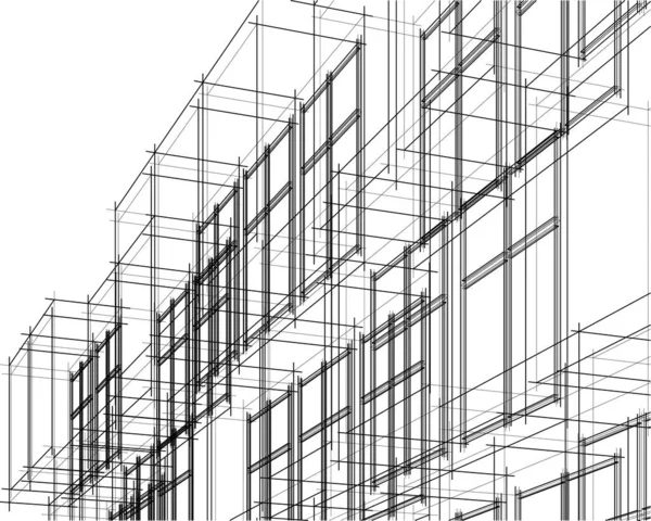 Projeto Geométrico Mínimo Edifício Arquitetônico —  Vetores de Stock