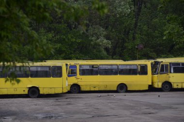 Şehirdeki taksi parkında.