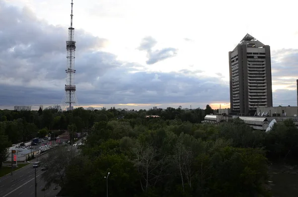 Kyiv Ukraine Metal Tower Pipe Radio Television Broadcasting — Stock Photo, Image