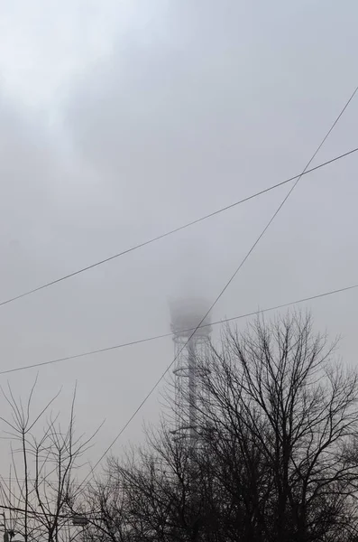 Kiev Ucrânia Torre Metal Tubo Para Radiodifusão Televisão — Fotografia de Stock