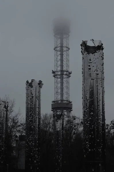 Kiev Ucrânia Torre Metal Tubo Para Radiodifusão Televisão — Fotografia de Stock