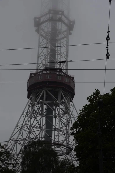 Kyiv Ukraine Metal Tower Pipe Radio Television Broadcasting — Stock Photo, Image