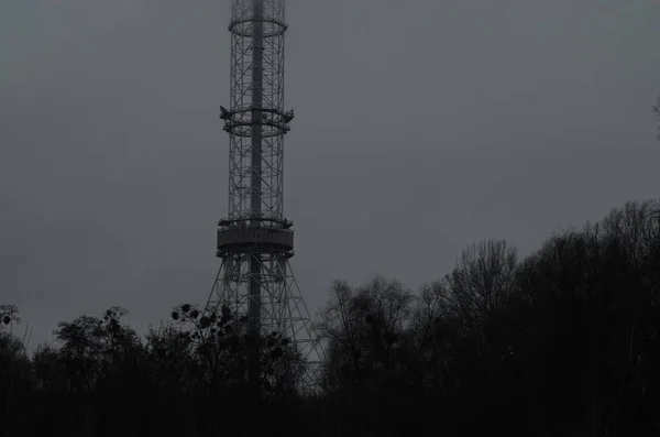 Киев Украина Металлическая Башня Труба Радио Телевещания — стоковое фото