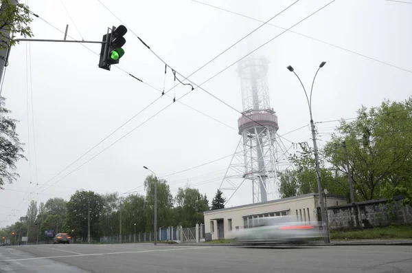 Kijów Ukraina Metalowa Wieża Rura Radiofonii Telewizji — Zdjęcie stockowe