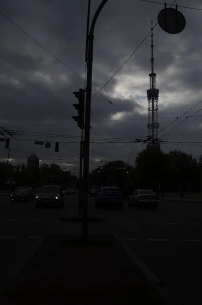 Kiev Ucraina Torre Metallica Tubo Radiodiffusione Televisione — Foto Stock