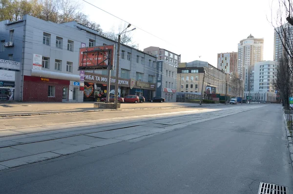 Street Utsikt Över Kiev Stad Ukraina Tomma Vägar — Stockfoto