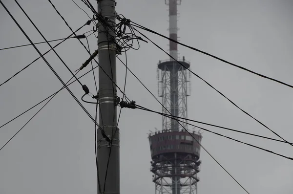 Kiev Ucraina Torre Metallica Tubo Radiodiffusione Televisione — Foto Stock