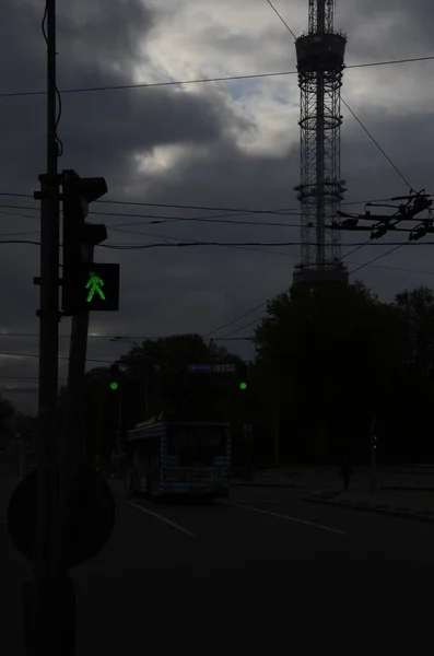 Kiev Ucrânia Torre Metal Tubo Para Radiodifusão Televisão — Fotografia de Stock