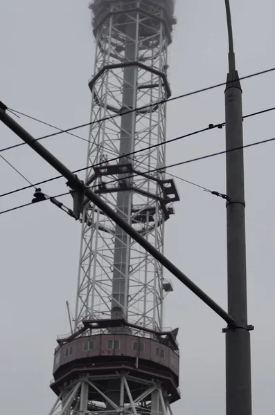 Kijów Ukraina Metalowa Wieża Rura Radiofonii Telewizji — Zdjęcie stockowe