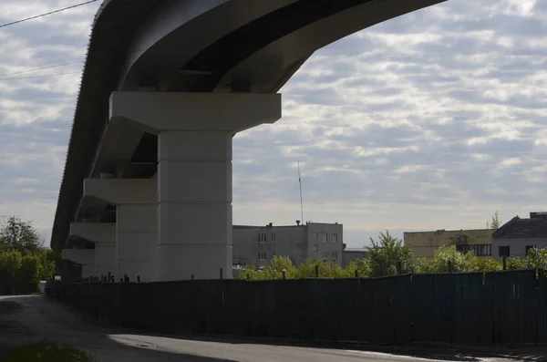 Kijów Ukraina Koncepcja Urbanistyczna Widok Most Miejski Budowie — Zdjęcie stockowe