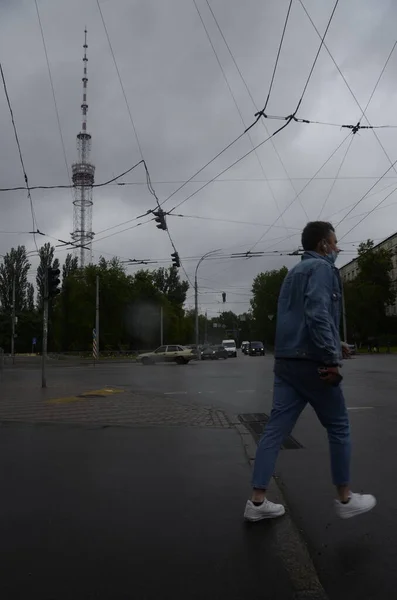 Kiev Ucrânia Torre Metal Para Radiodifusão Televisão — Fotografia de Stock