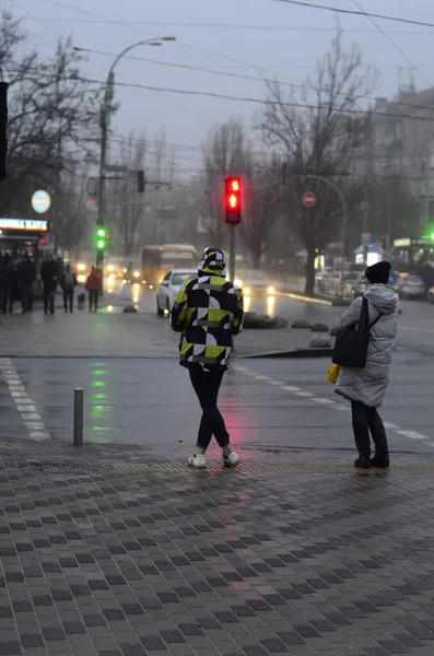 Kijów Ukraina Koncepcja Atmosfery Miejskiej Widok Ulic Miasta — Zdjęcie stockowe