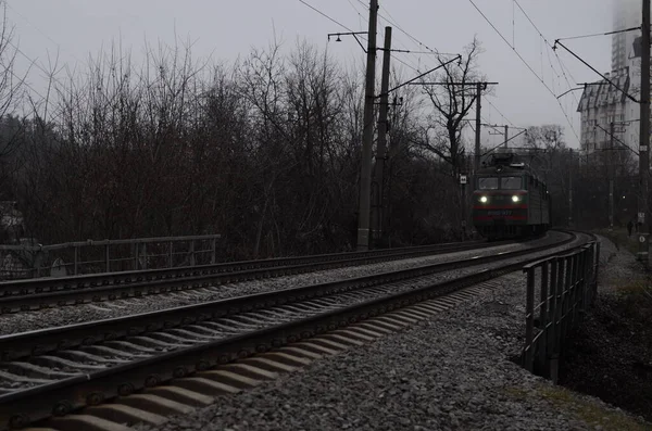 Kyiv Ukrayna Şehir Atmosferi Konsepti Merkez Tren Istasyonu Manzarası Gece — Stok fotoğraf