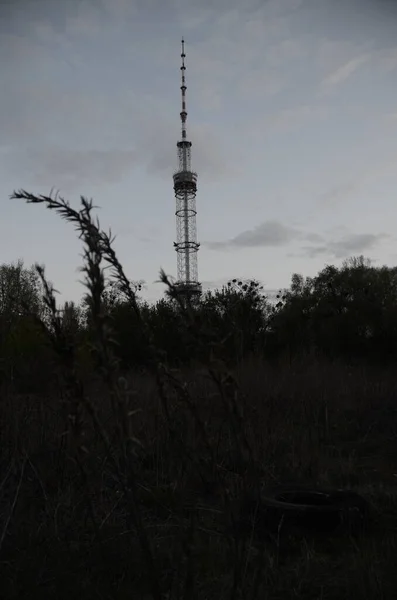 Kiev Ucrânia Torre Metal Para Radiodifusão Televisão — Fotografia de Stock