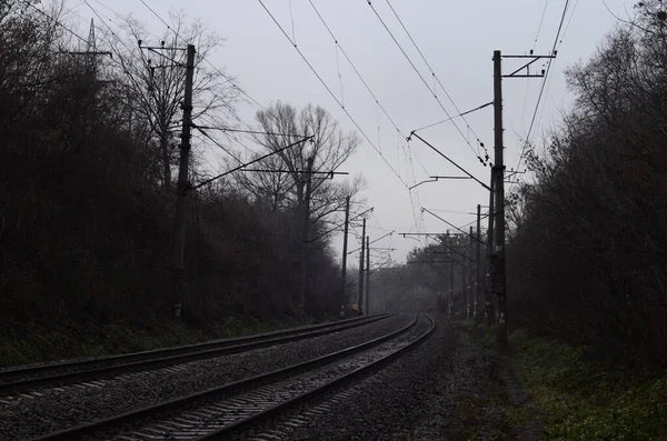 Kiev Ucraina Concetto Atmosfera Urbana Binari Ferroviari — Foto Stock