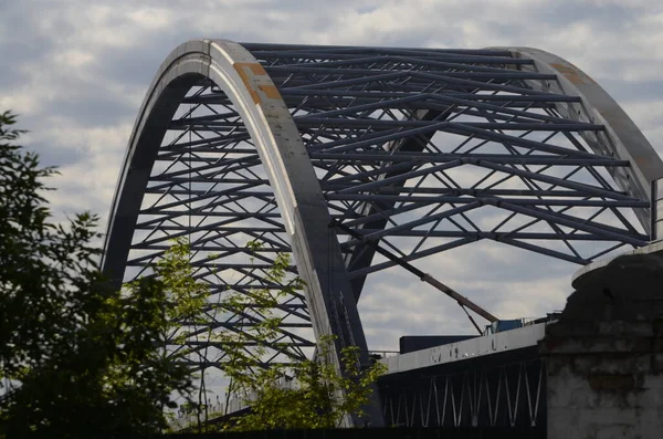 Kiev Ucrania Concepto Urbano Vista Del Puente Ciudad Construcción —  Fotos de Stock