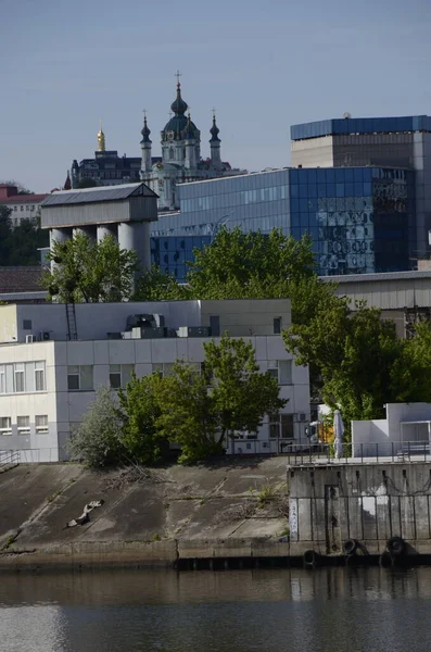 Kiev Ucraina Atmosfera Urbana Concetto Strade Della Città Vista Industriale — Foto Stock