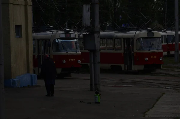 Киев Украина Городская Концепция Городская Сцена Вид Трамвайную Станцию — стоковое фото