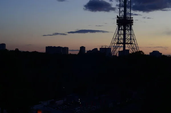 Kiev Oekraïne Metalen Toren Buizen Voor Radio Televisie Uitzendingen — Stockfoto