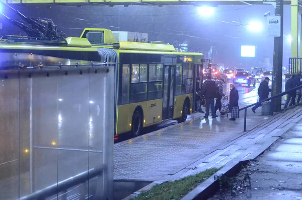Kiev Ucrania Concepto Ambiente Urbano Calles Ciudad Vista Por Noche — Foto de Stock