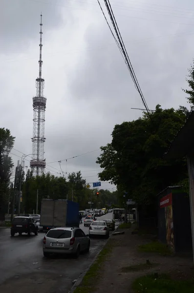 乌克兰基辅 广播和电视广播用金属塔 — 图库照片