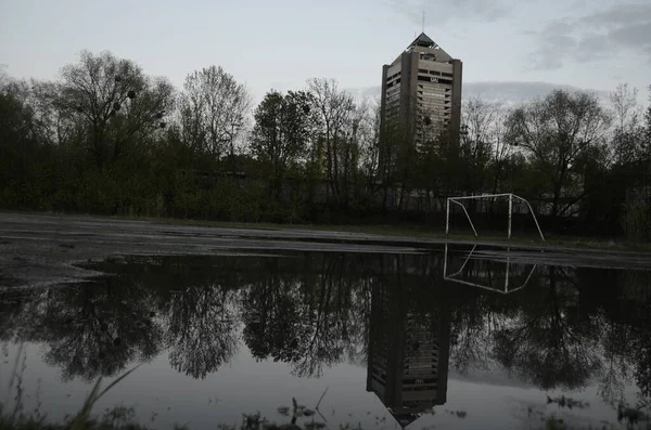 Kiev Ucrania Concepto Ambiente Urbano Vista Arquitectura Campo Fútbol Antiguo —  Fotos de Stock